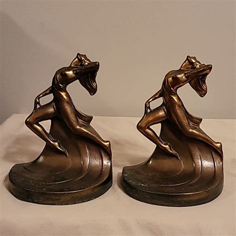 Accents 2 Art Deco Metal Antique Dodge Nude Dancing Lady Statue Sculpture Bookends Poshmark