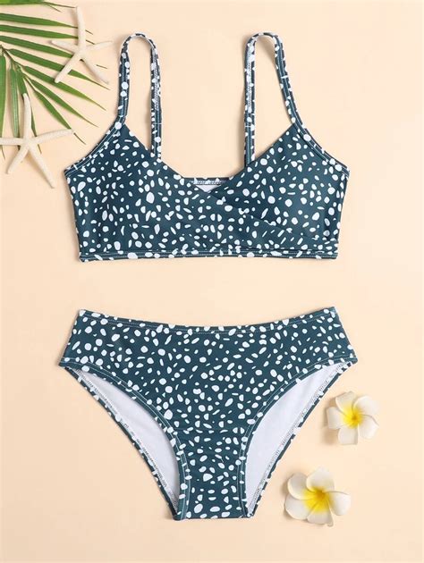 Conjunto De Bikini Con Cuello Cruzado Con Estampado D Lmata Para Ni A