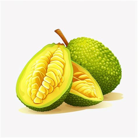 Premium Ai Image Jackfruit 2d Cartoon Illustraton On White Background