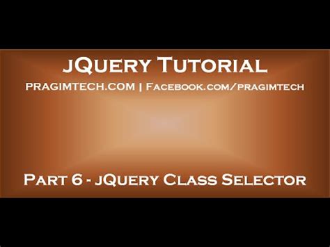 JQuery Class Selector YouTube