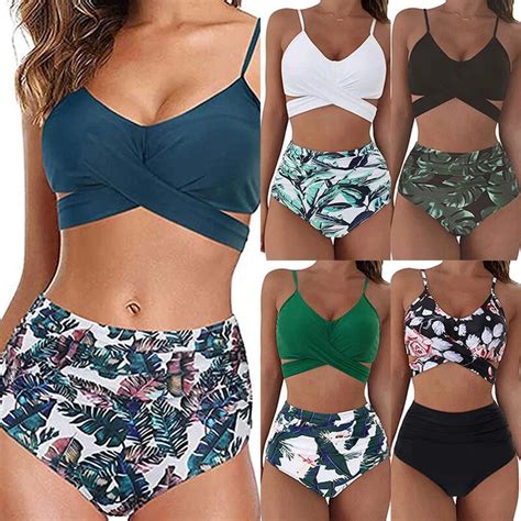 MAILLOT DE BAIN Bikini Ensemble Costume Push Up Été Taille Haute Rembourré Se EUR