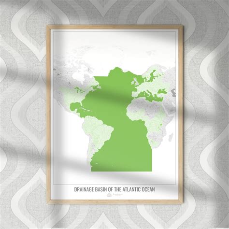 Atlantic Ocean - Drainage basin map, white v2 - Fine Art Print ...