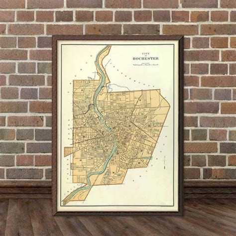 Old map of Rochester Vintage map Rochester map fine