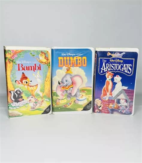 WALT DISNEY CLASSIC VHS Black Diamond Clamshell Lot Of 3 Bambi Dumbo