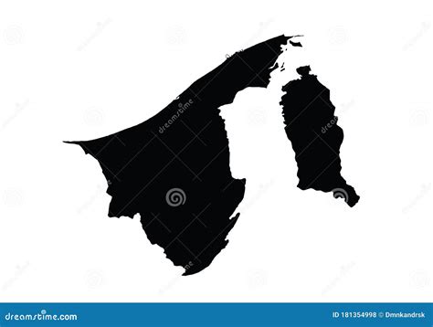 Brunei Outline Map Country Shape State Borders Vector Illustration