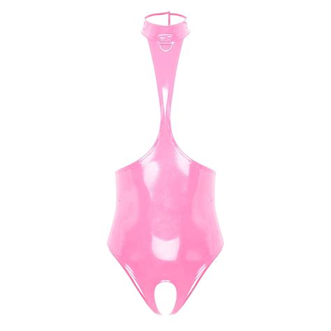 Zaldita Women S Wet Look Leather Teddy Lingerie Bodysuit Hollow Out Bobydoll Bodysuit Catsuit