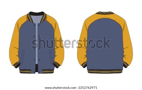 Raglan Sleeve Varsity Jacket Front Back Stock Vector Royalty Free