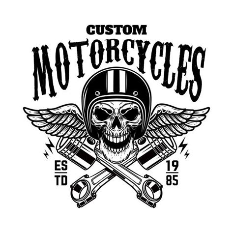 Skull Biker Logo For Motorcycle Club Enthusiast Skull Drawing Logo