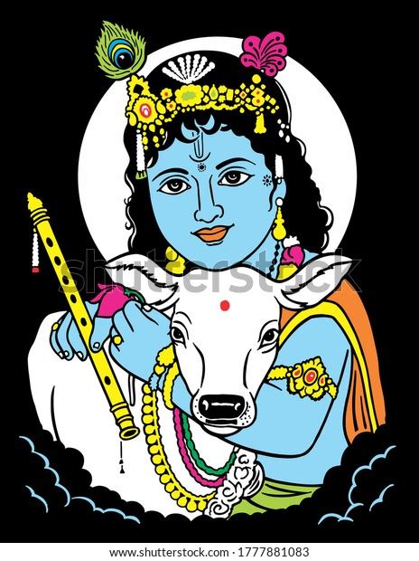 Indian Cow With Krishna Clipart