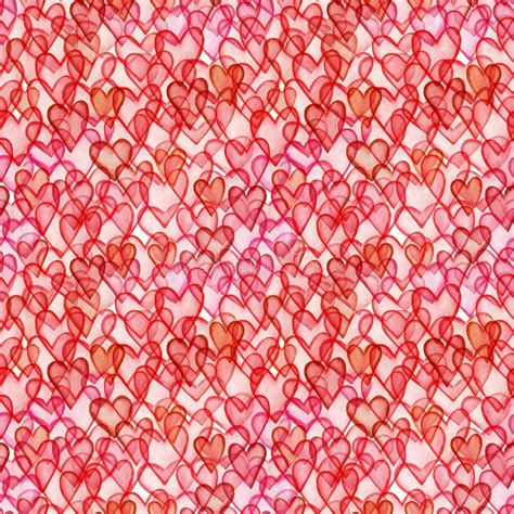 Hearts Watercolor Seamless Pattern Stock Illustration Illustration Of