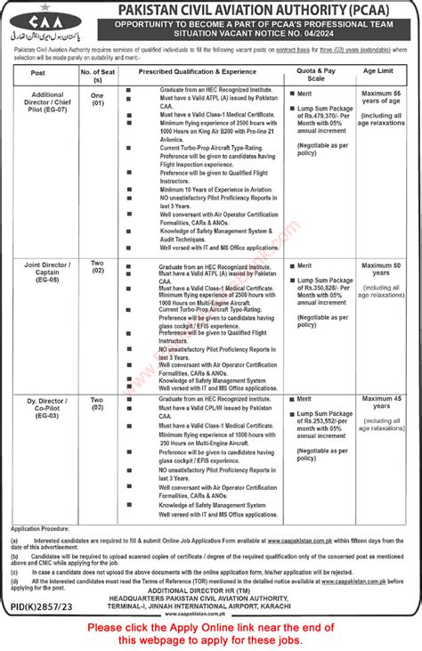 Civil Aviation Authority Jobs April 2024 PCAA Apply Online Latest In