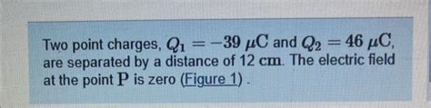 Solved Two Point Charges Q1−39μc And Q246μc Are