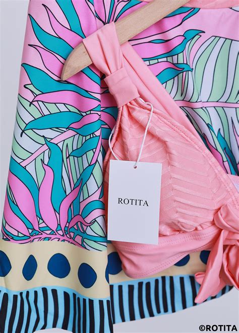 ROTITA Bowknot Dusty Pink Leaf Print Bikini Set