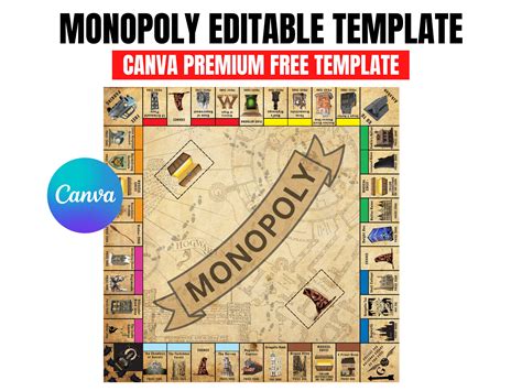 Monopoly Board Blank Monopoly Board Canva Editable Custom - Etsy Australia