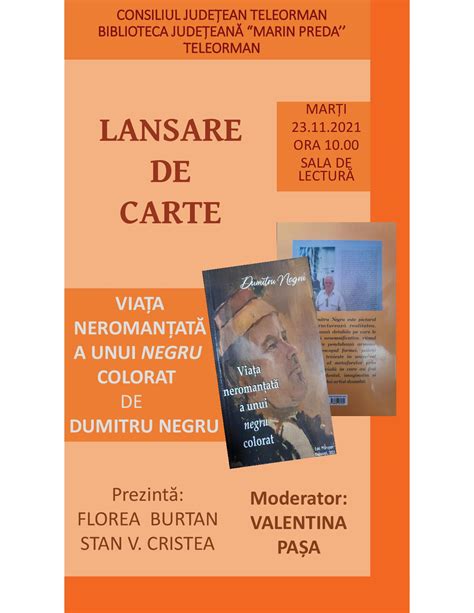 Anunt De Eveniment Lansare De Carte Via A Neroman At A Unui Negru