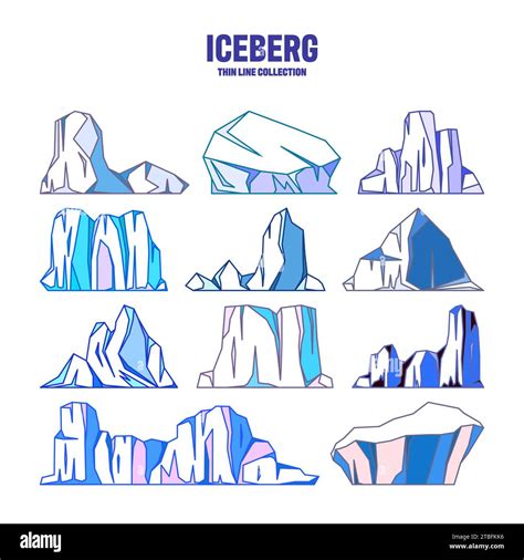 Floating Icebergs Collection Drifting Arctic Glacier Block Of Frozen