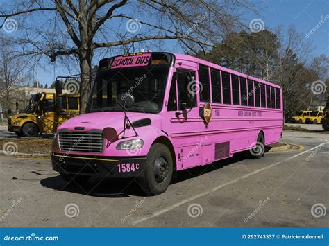 Pink Colored School Bus Editorial Photography Image Of Carolina