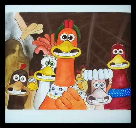 A Fuga Das Galinhas Chicken Run Aquarela E Guache Desenho De