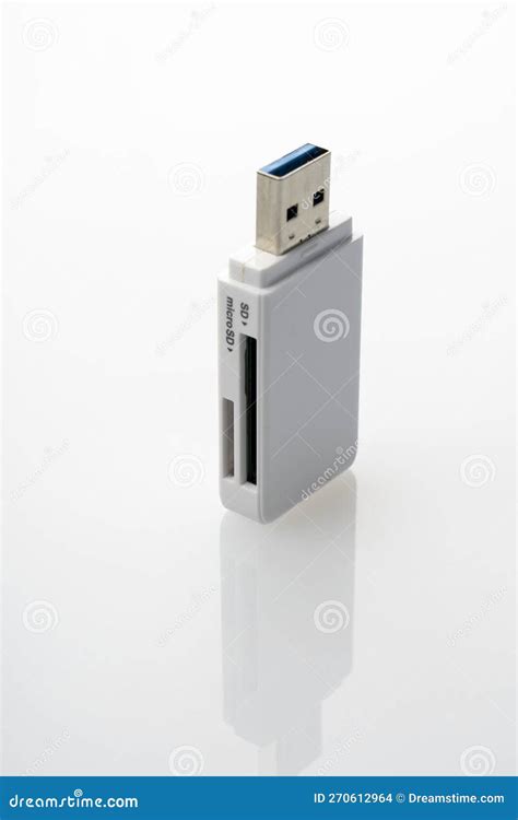 White Usb Card Reader Close Up On White Background Stock Photo Image