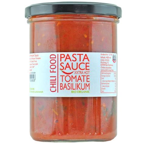 Bio Pasta Sauce Tomate Basilikum XXtra Hot Bestellen Chili Shop De