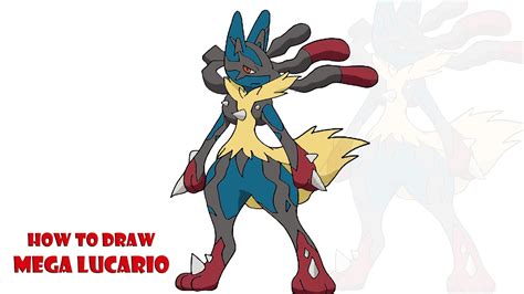 How To Draw Mega Lucario Pokemon Step By Step Easy Drawing Youtube