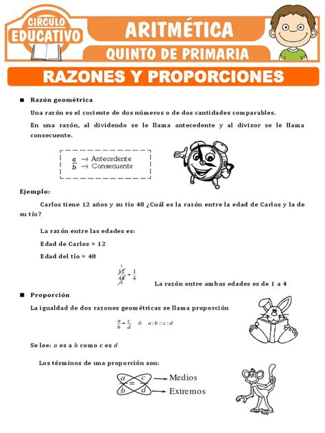 Razones Y Proporciones Para Quinto De Primaria Pdf Proporción Matemáticas