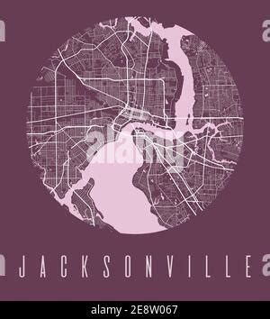 Jacksonville city map poster. Map of Jacksonville street map poster ...