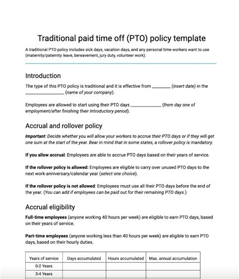 Unlimited Pto Policy Template