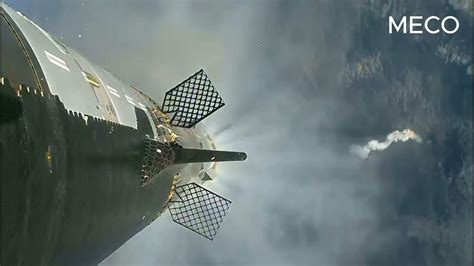 Starship Integrated Flight Test 3 Hot Staging Slow Mo Youtube