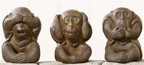 Set of 3 Monkey Statues Hear, See, Speak No Evil Garden Statue ...