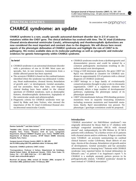 Pdf Charge Syndrome An Update