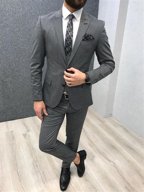 Buy Gray Slim Fit Wool Suit By Gentwith With Free Shipping