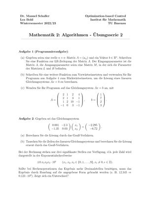 Übungsblatt 3 Mathematik 2 für Physikerinnen und Physiker