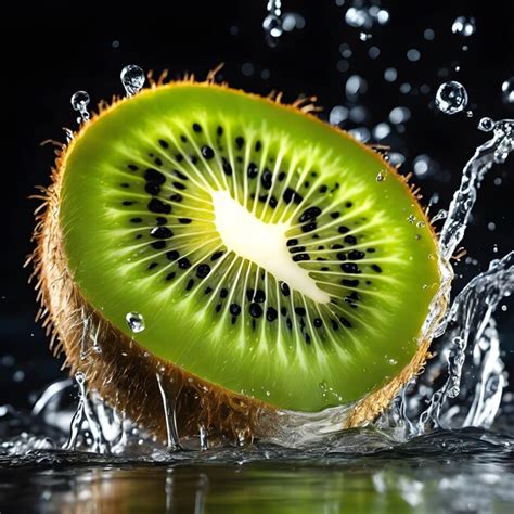 Premium AI Image Slices Of Kiwi Splash Onto Water