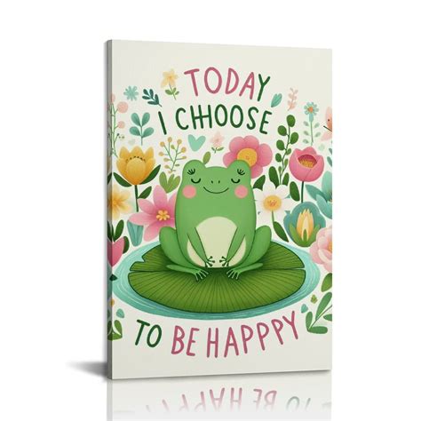 Bciig Frog Wall Art Country Frog Floral Pictures Wall Decor Frog Lotus