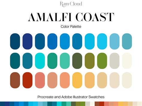 Amalfi Coast Procreate Color Palette Gráfico por RainCloud Design