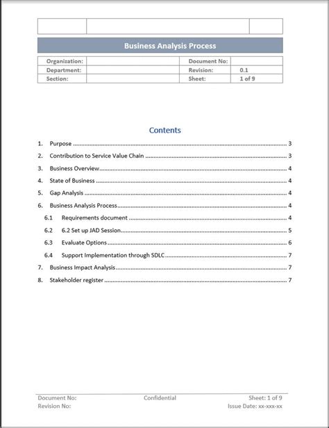 Business analysis Process Templates – IT Governance Docs