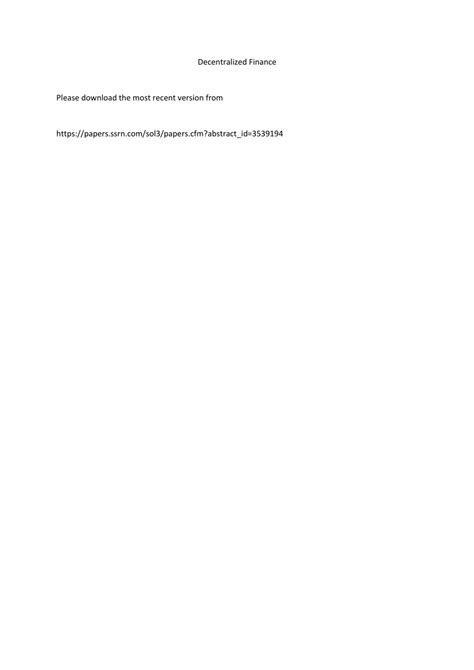 (PDF) Decentralized Finance (DeFi) 