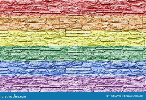 Rainbow LGBTQ Or Gay Pride Flag On Decorative Tiles Texture Abstract Background Stock Image