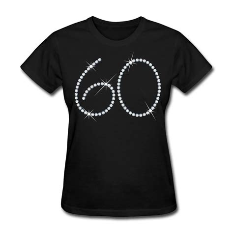 60th Birthday Faux Rhinestone Womens T Shirt High Quality 100 Cotton