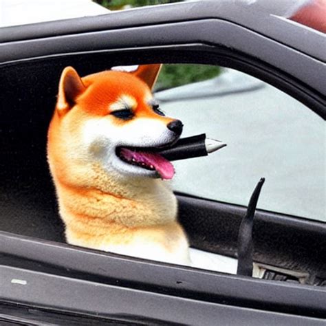 Krea Ai Shiba Inu Smoking A Cigar Inside A Toyota Supra