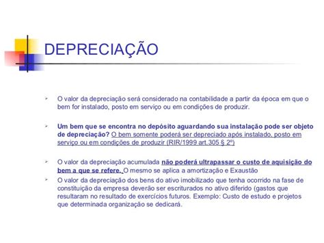 Depreciação Conceitos