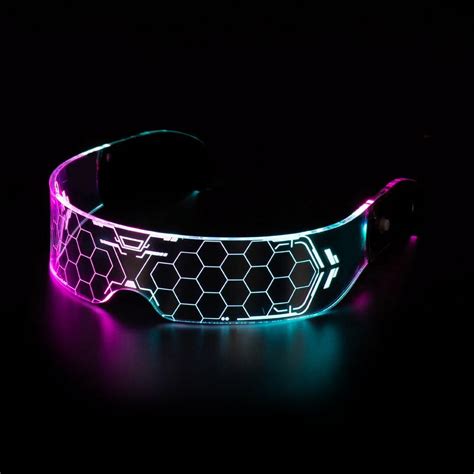 Tetou 7 Color Cyberpunk Glasses Acrylic Colorful Luminous Glasses With Battery Halloween