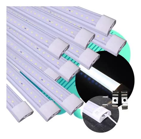 Paquete De 10 Regletas Tubo Led Base Integrada Blanca 18w T8