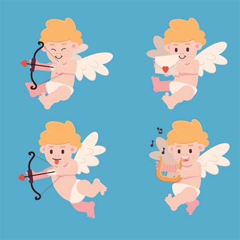 Colecci N De Personajes De Cupido Plano Vector Gratis