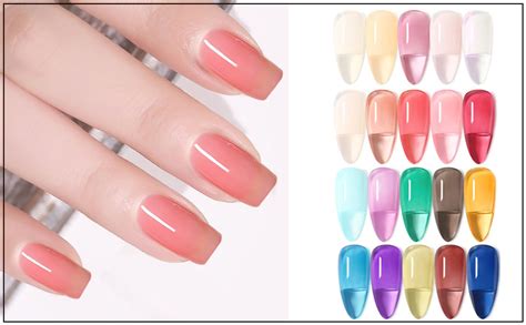 Amazon 20 Colors Jelly Gel Nail Polish Set Nude Pink Gel Nail