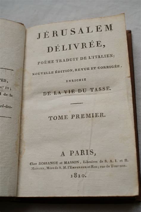 Jerusalem Delivree Poeme Traduit De L Italien Tomes Complets By Le