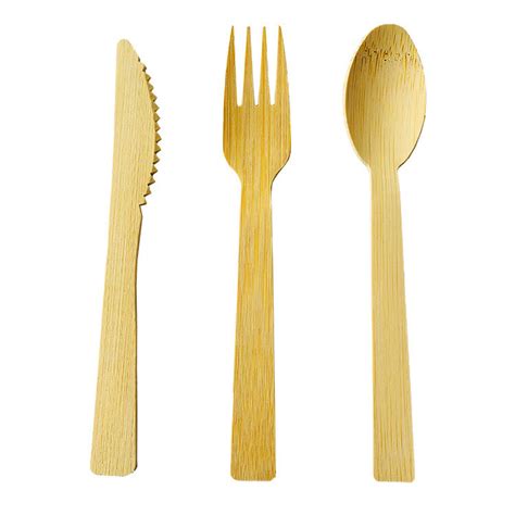 100 Bamboo Utensils Disposable Cutlery Sets Biodegradable Heavy Duty