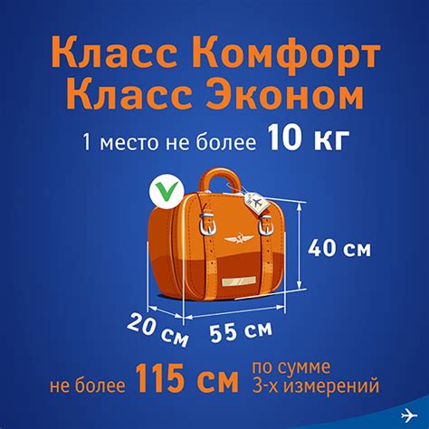 Ручная кладь Аэрофлот: тариф Эконом в 2021 году