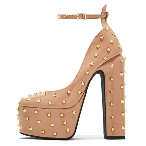 Nude Patent High Heels Platform Pumps Vdcoo